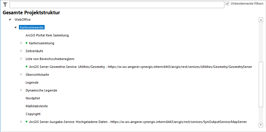 Gesamte Projektstruktur - Kartenelemente Gesamte Projektstruktur - Kartenelemente