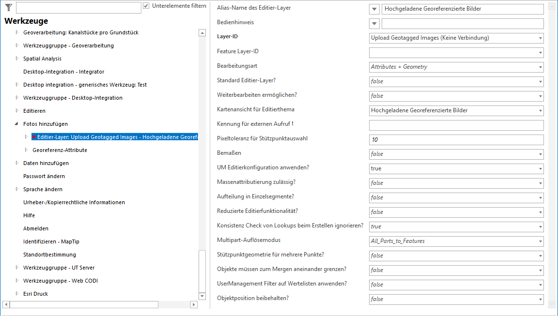 Konfiguration - Editier-Layer für das Hochladen georeferenzierter Bilder Konfiguration - Editier-Layer für das Hochladen georeferenzierter Bilder
