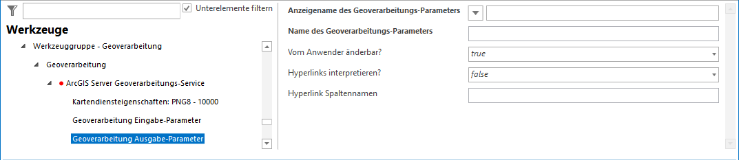 Konfiguration Geoprocessing Eingabe-Parameter Konfiguration Geoprocessing Eingabe-Parameter