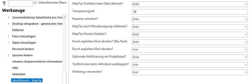 Identifizieren - MapTip Werkzeug Konfiguration Identifizieren - MapTip Werkzeug Konfiguration