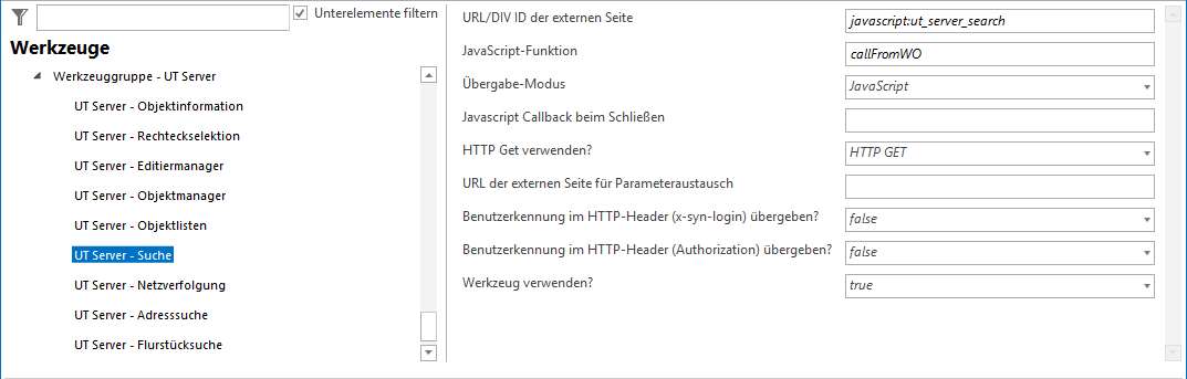 Konfiguration - UT Server - Suche