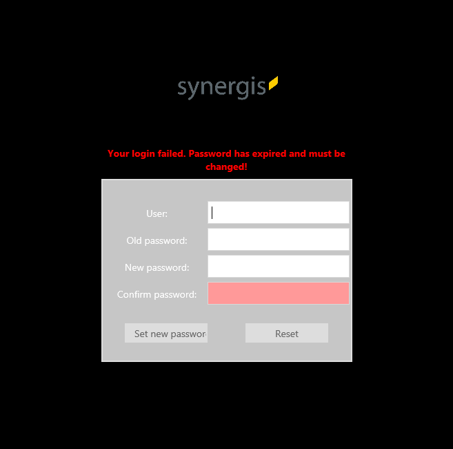 Login page - change password