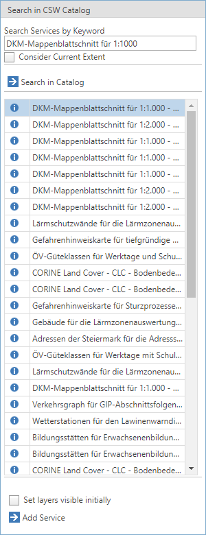 Add WMS Service by Search in CSW Catalog Add WMS Service by Search in CSW Catalog