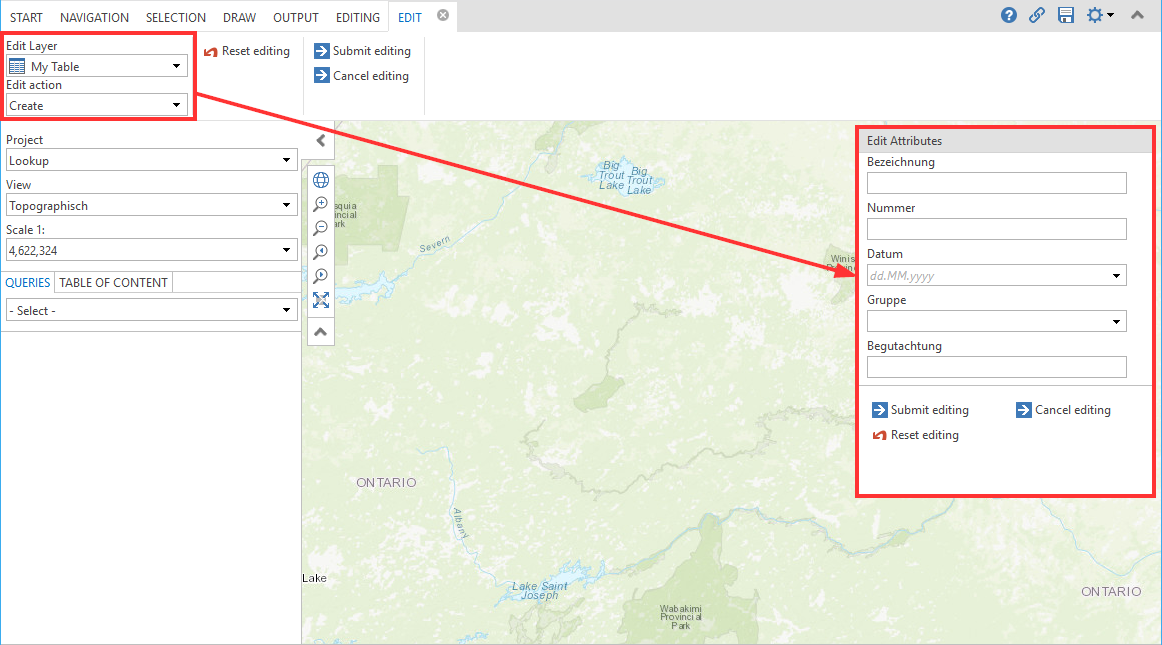 Edit action "Create"
