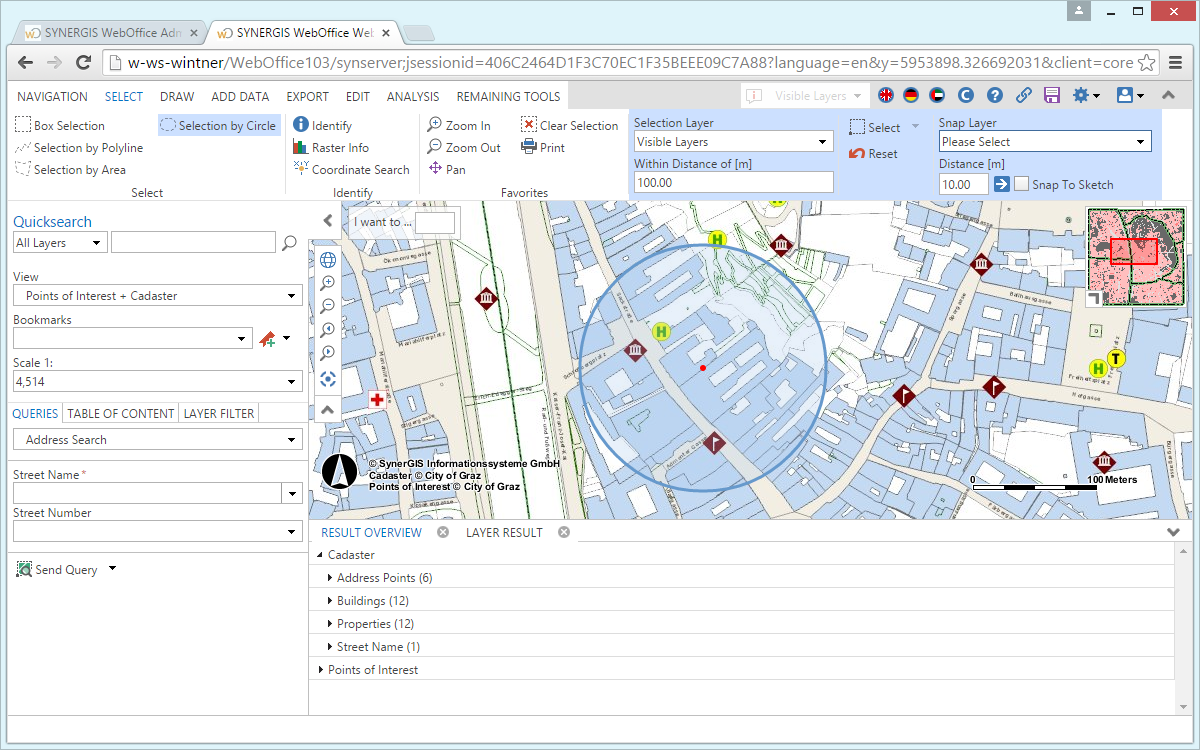 Selecting with a circle in the WebOffice core client Selecting with a circle in the WebOffice core client