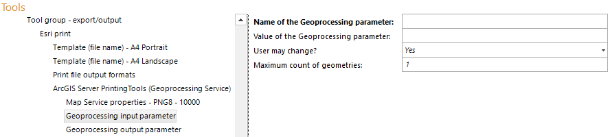 Geoprocessing input parameter configuration