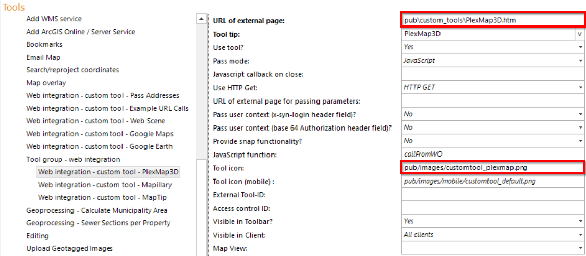 Configuration of a custom tool for PlexMap3D&nbsp;