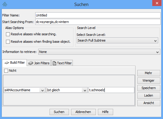 Search function of JXplorer