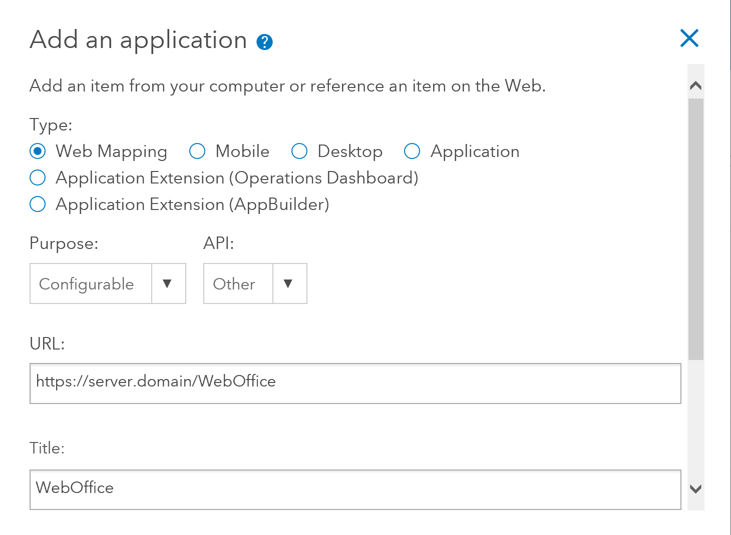Add an application - configuration Add an application - configuration