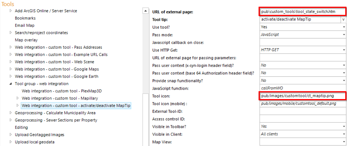 Configuration of a custom tool