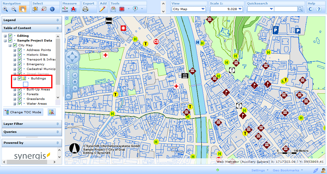 Example: Configured mapping within the WebOffice html client Example: Configured mapping within the WebOffice html client