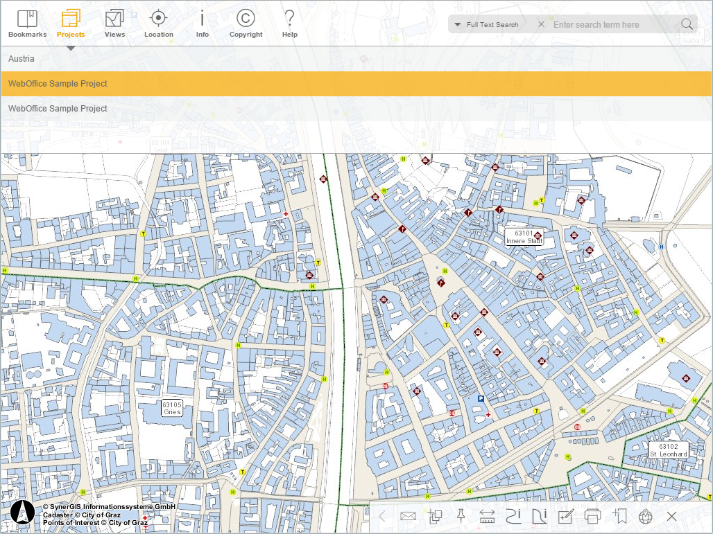 Projects in the WebOffice mobile client - tablet mode