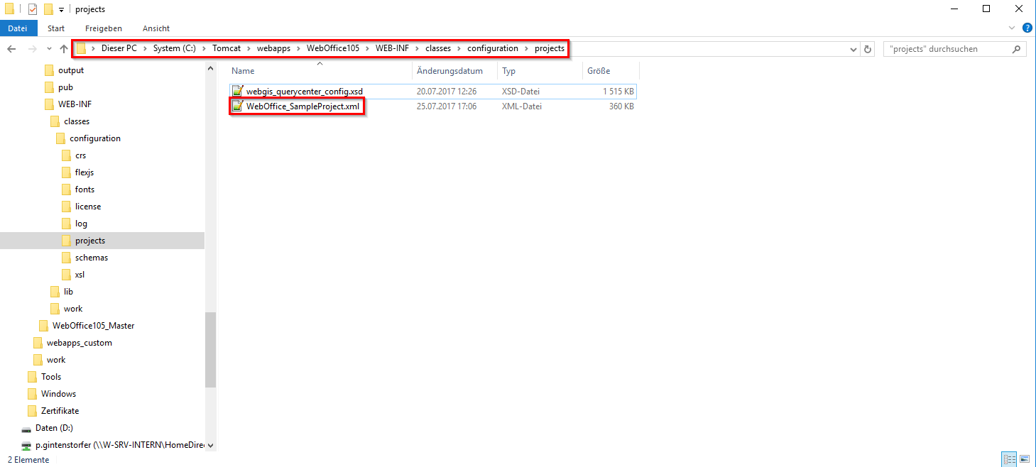 WebOffice application - working directory