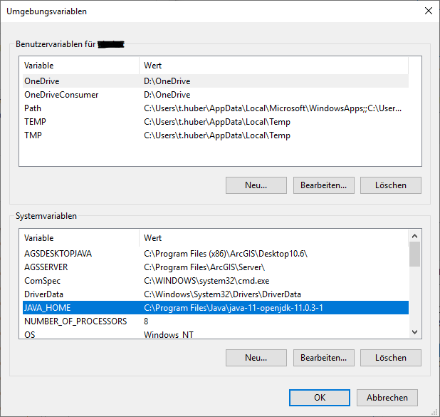 Checking the system environment variable JAVA_HOME Checking the system environment variable JAVA_HOME