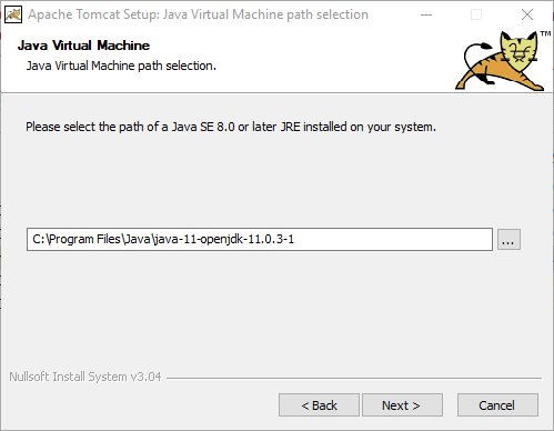 Apache Tomcat - set Java path to installed JDK