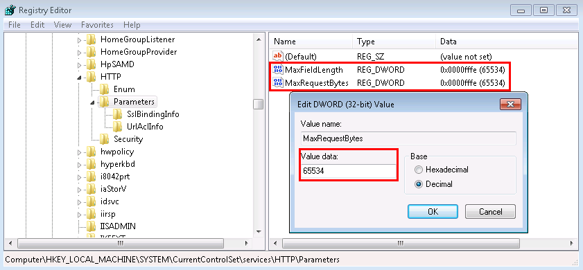 MaxFieldLength und MaxRequestBytes