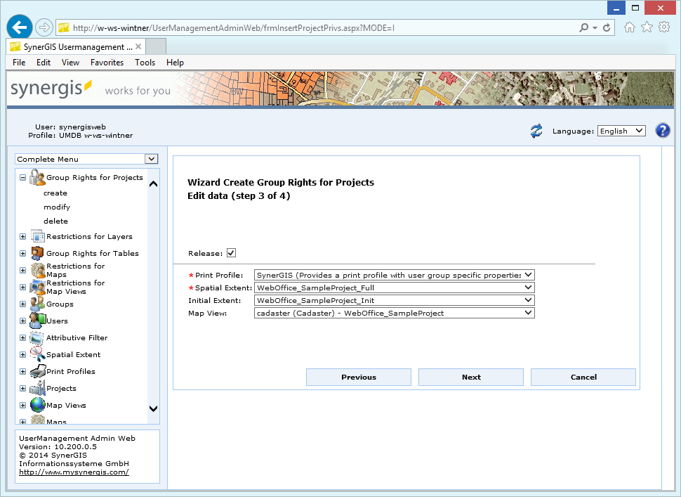 Group rights for projects - step 2 edit data Group rights for projects - step 2 edit data