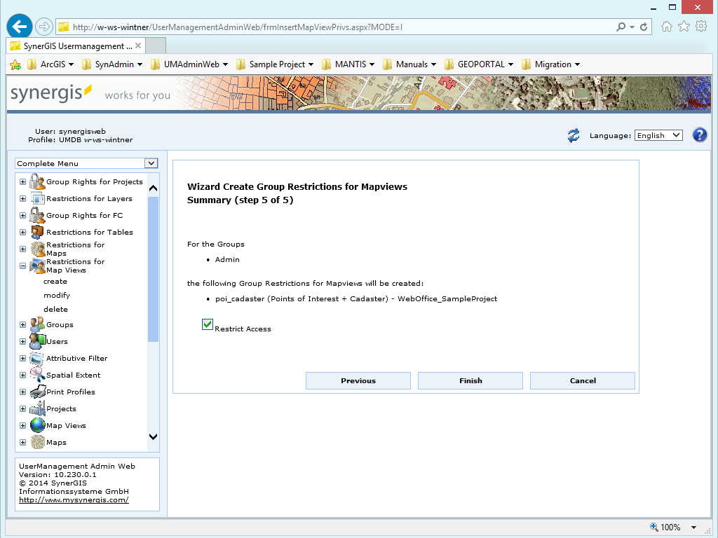 Create restrictions for map views - step 5 Create restrictions for map views - step 5