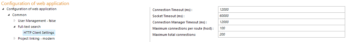 HTTP client settings configuration HTTP client settings configuration