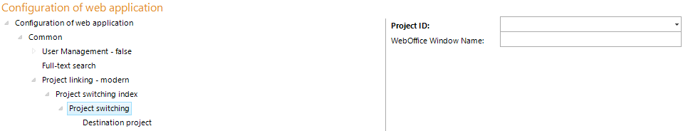 Project switching configuration