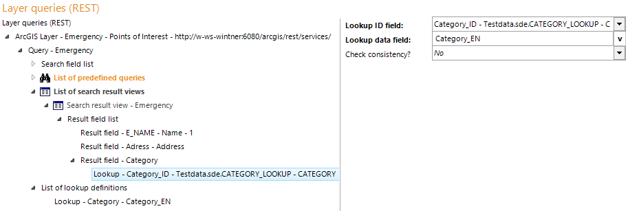 Lookup configuration for a result field