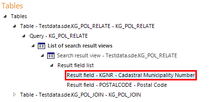 Result field of target table