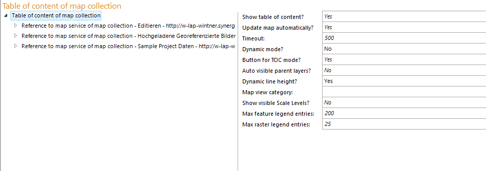Table of content configuration