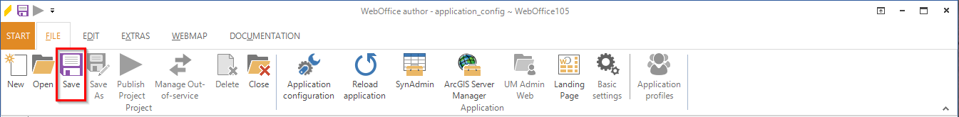 Save the application configuration Save the application configuration