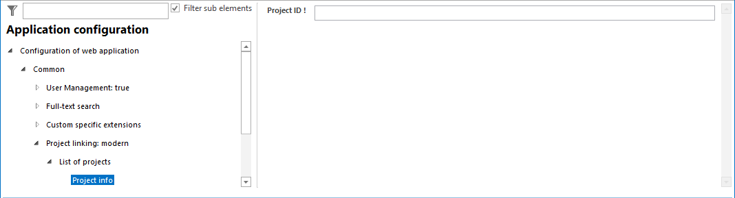 Project info configuration