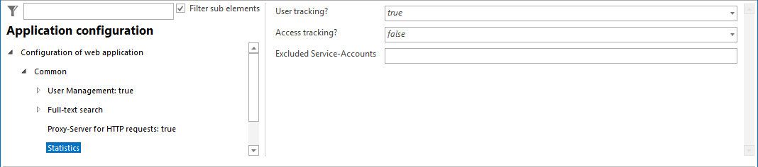 Statistics configuration