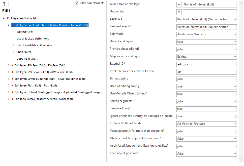 Edit layers configuration Edit layers configuration