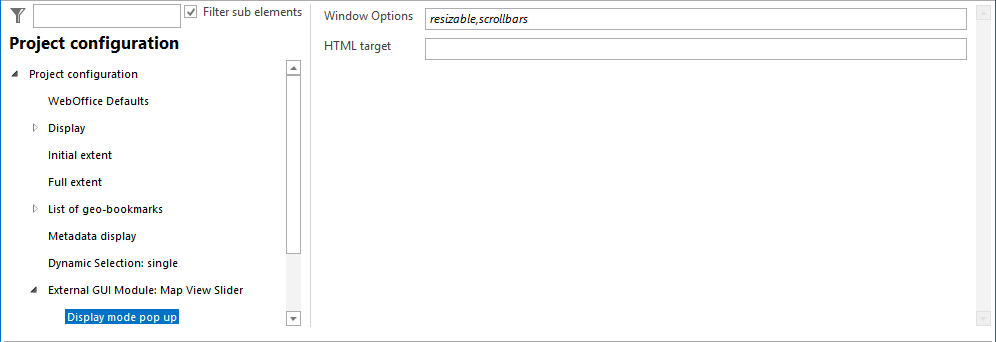 Display mode pop up configuration Display mode pop up configuration