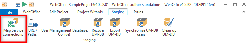 Map service connections in WebOffice author standalone
