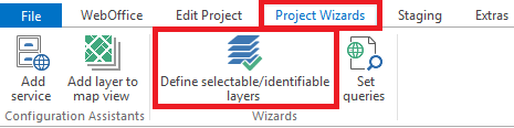 "Define selectable/identifiable layers" - Wizard in the WebOffice author standalone Menu