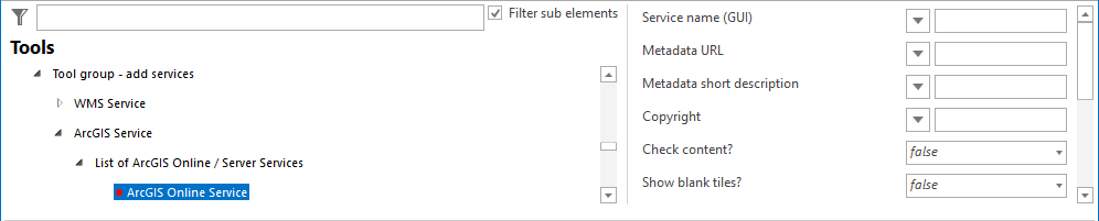 List of ArcGIS Online/Server Services configuration
