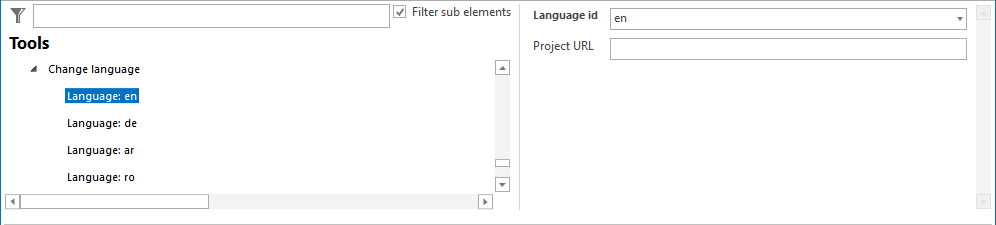 Language configuration Language configuration