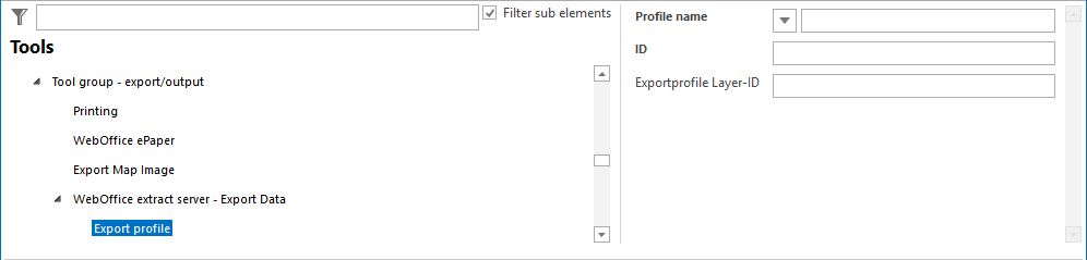 Export profiles configuration