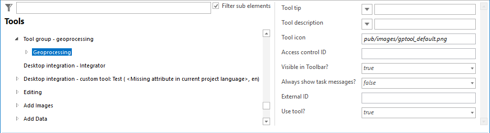 Geoprocessing tool configuration