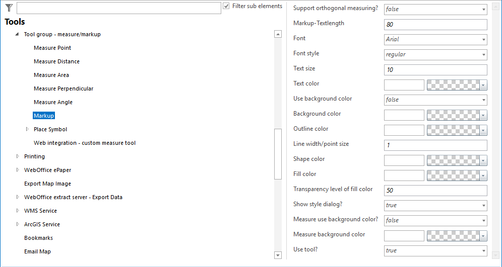 Markup tool configuration Markup tool configuration
