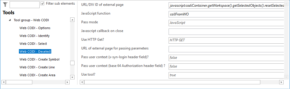 Configuration - Web CODI Deselect
