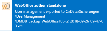 WebOffice author standalone status bar with notification
