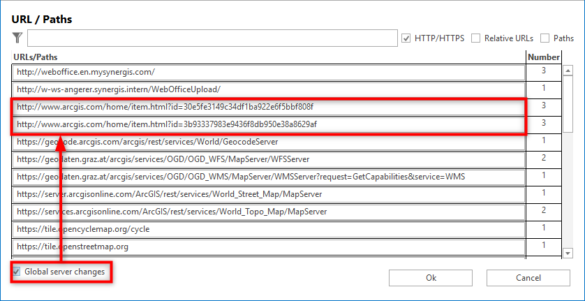 Using the "Server names change globally" function Using the "Server names change globally" function