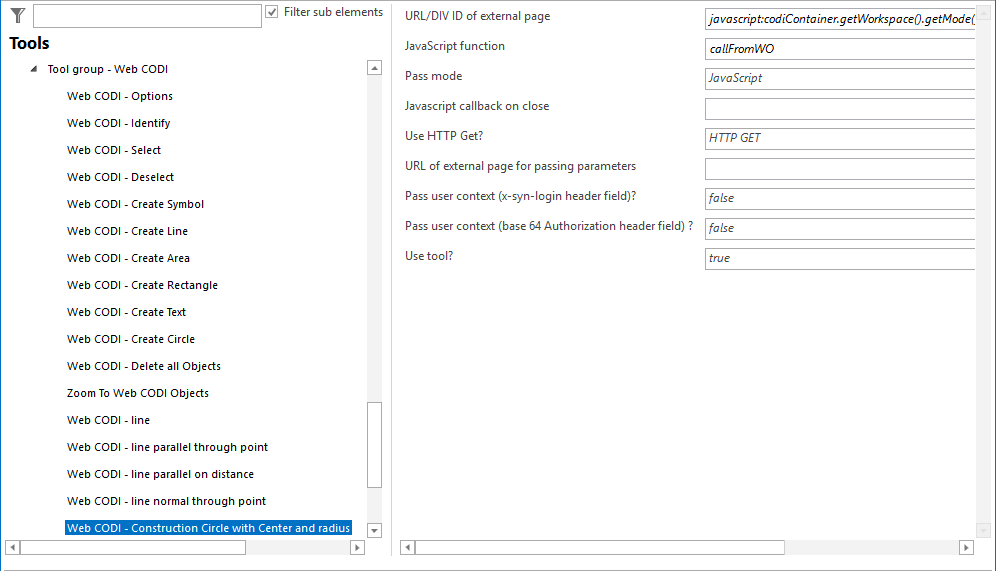 Configuration - Web CODI Construction Circle with Center and Radius