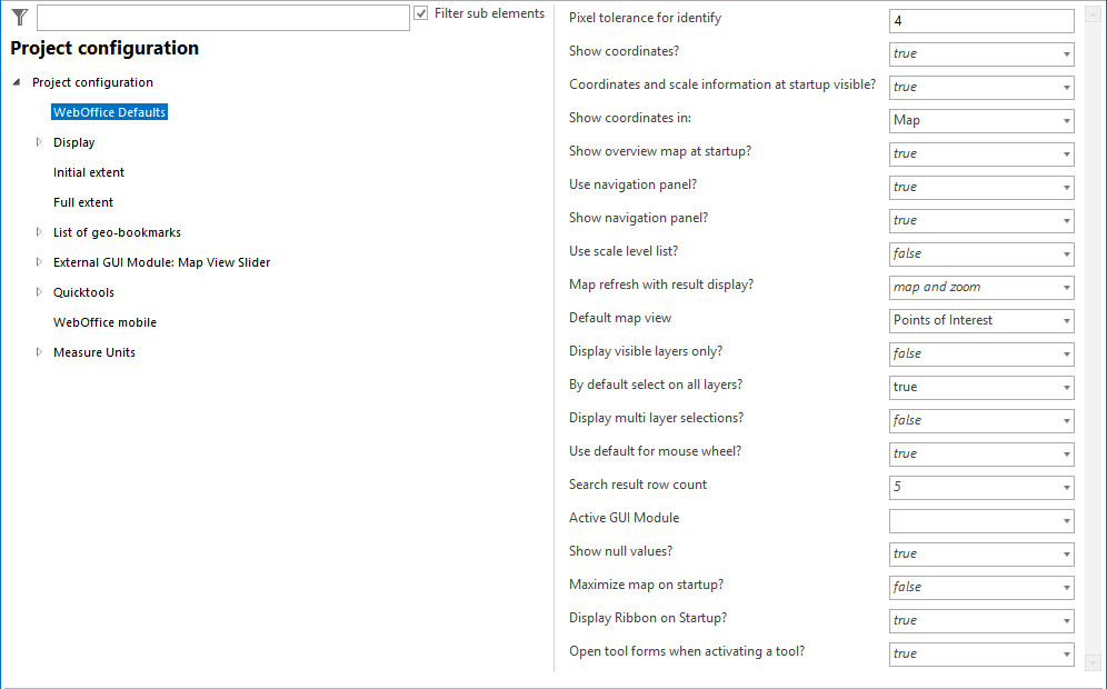 WebOffice defaults configuration