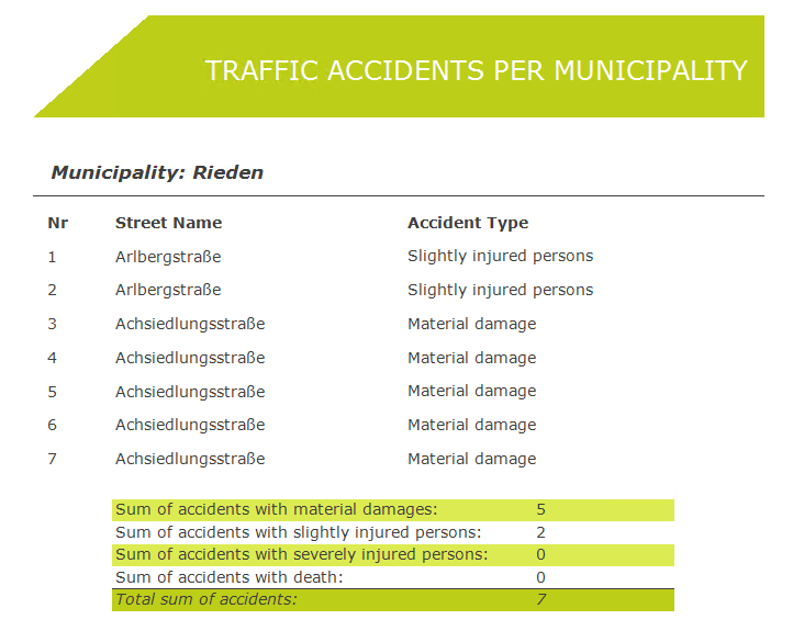 Traffic accident report - preview Traffic accident report - preview