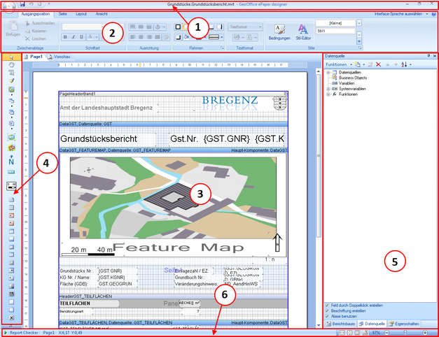 GeoOffice ePaper designer - Oberfläche