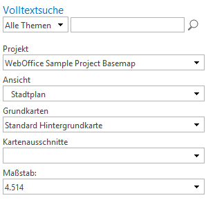 <%PROJECTCENTER%>  im Stapelmenü des WebOffice core Clients
