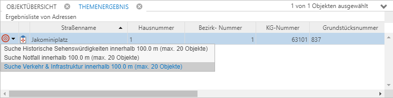 Umgebungssuche in der Ergebnisliste
