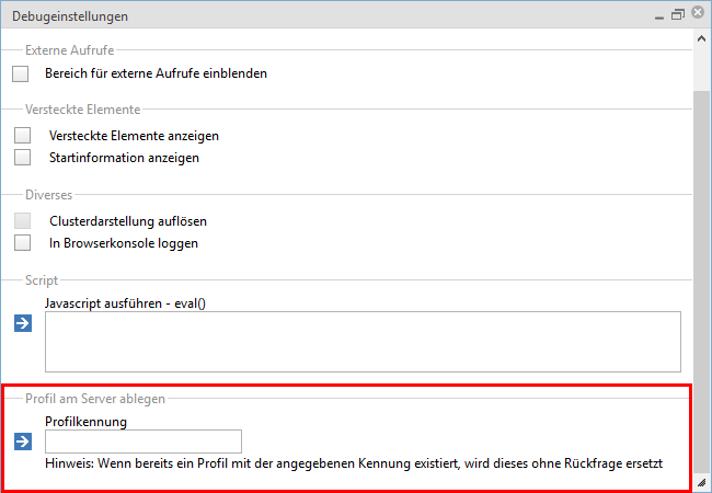 Profil am Server ablegen