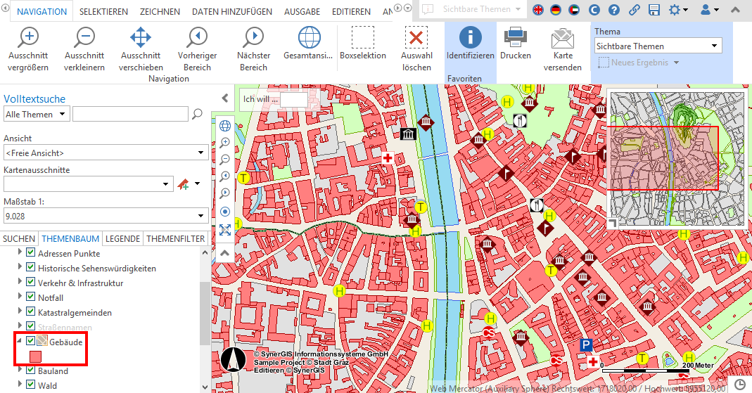 Beispiel: Definierte Standardkartierung im WebOffice core Client